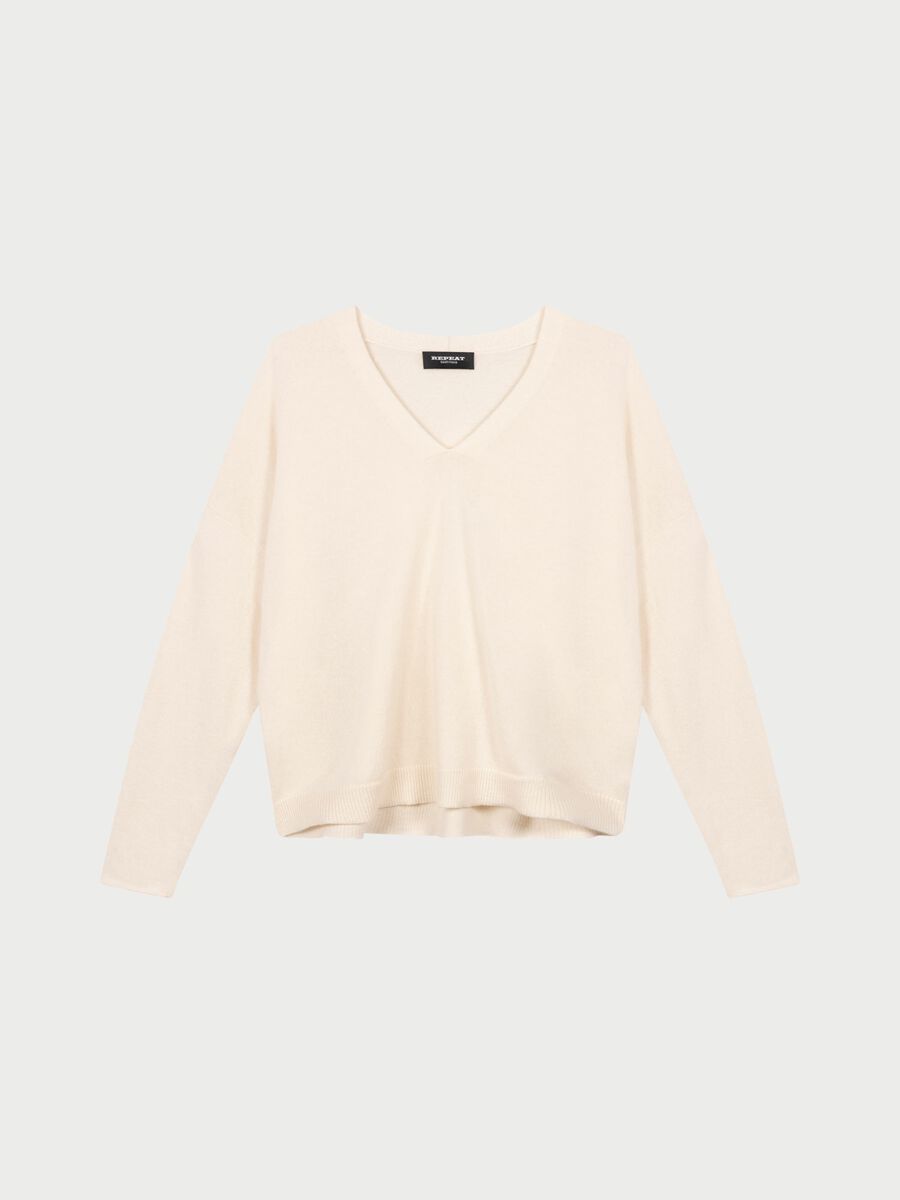 repeat cashmere Losvallende cashmere V-hals trui