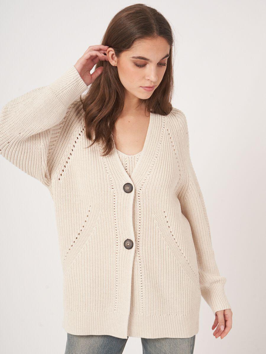 repeat cashmere Middellang grof gebreid vest