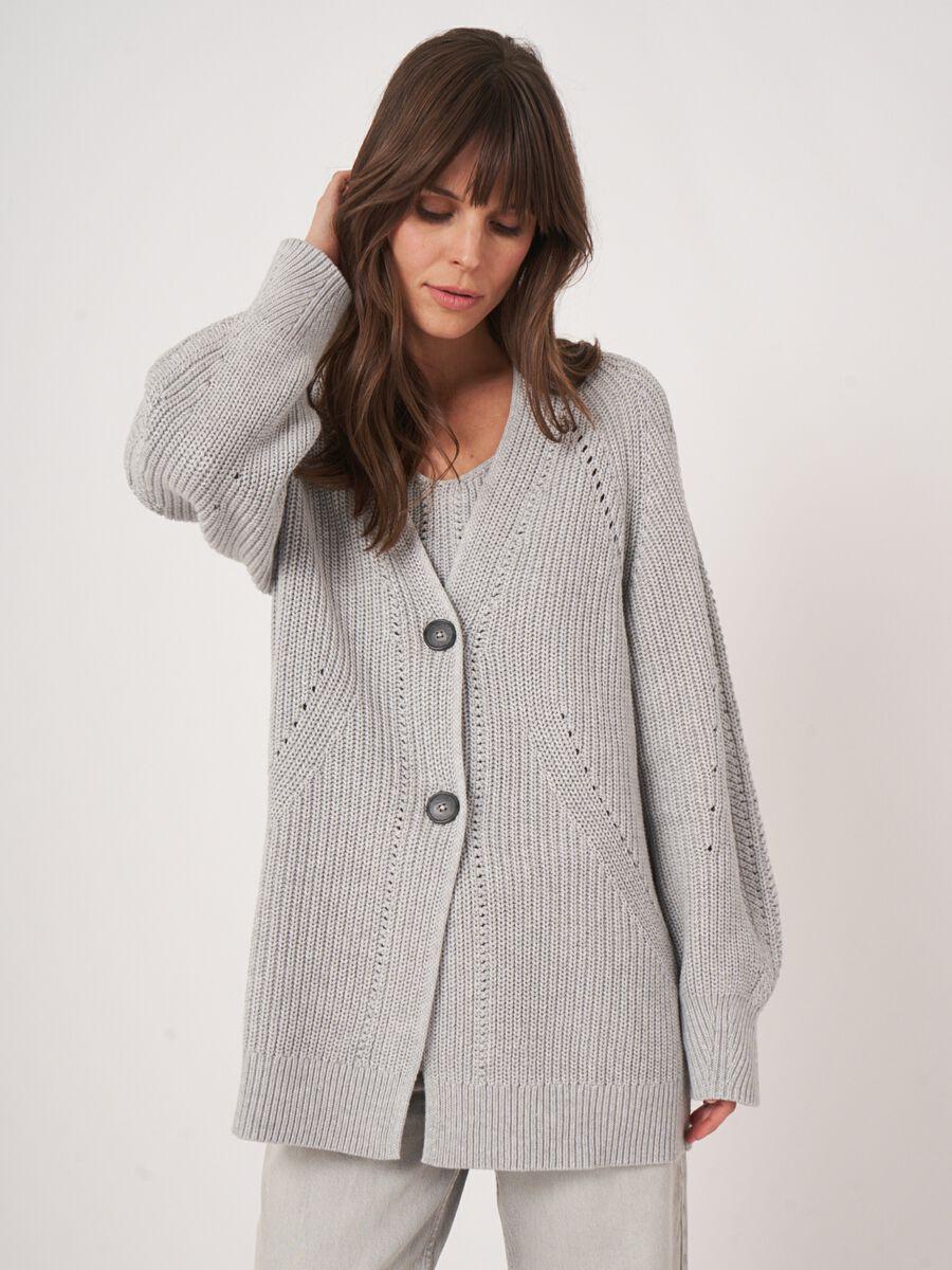 repeat cashmere Middellang grof gebreid vest