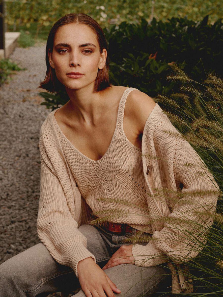 repeat cashmere Middellang grof gebreid vest