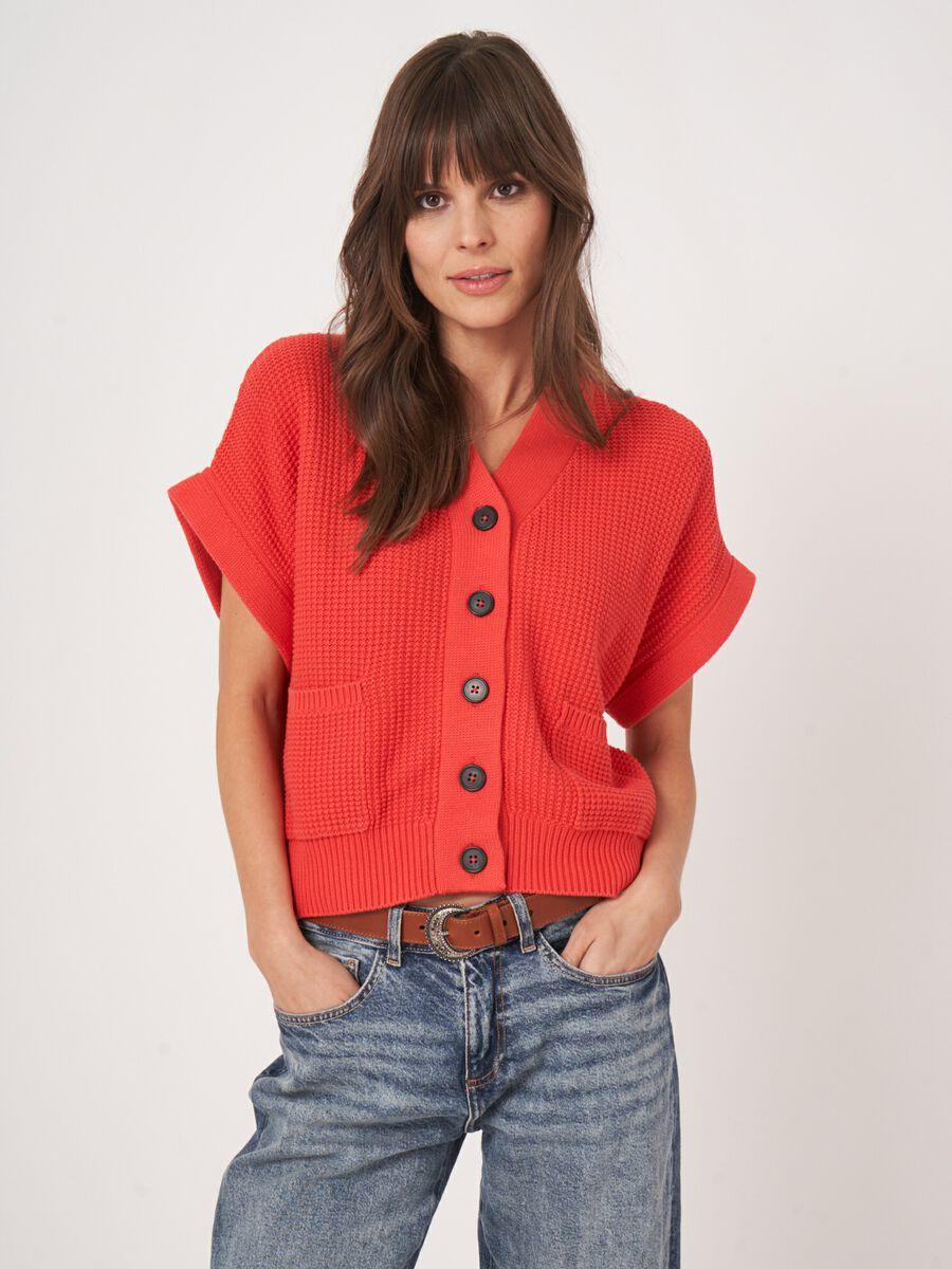 Repeat Cashmere Oversized Gebreid Gilet Met Zakken