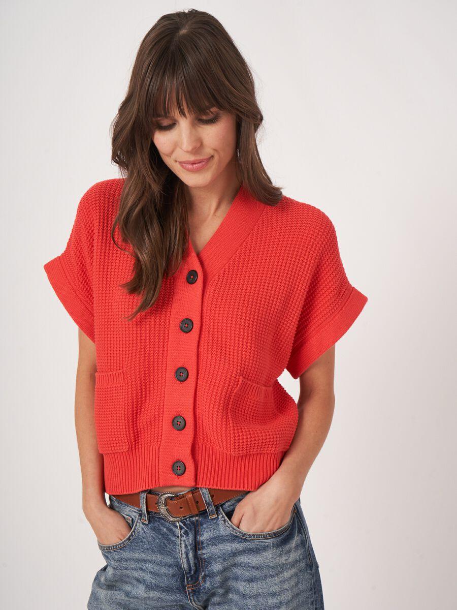 repeat cashmere Oversized gebreid gilet met zakken