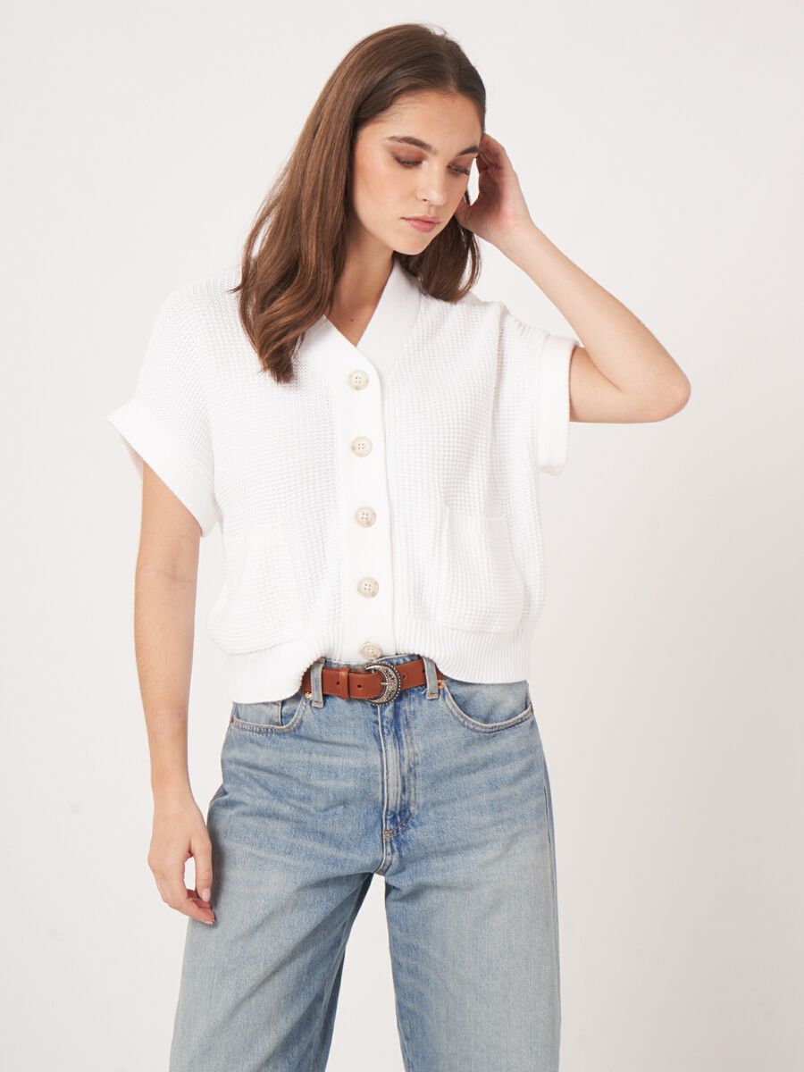 Repeat Cashmere Oversized Gebreid Gilet Met Zakken