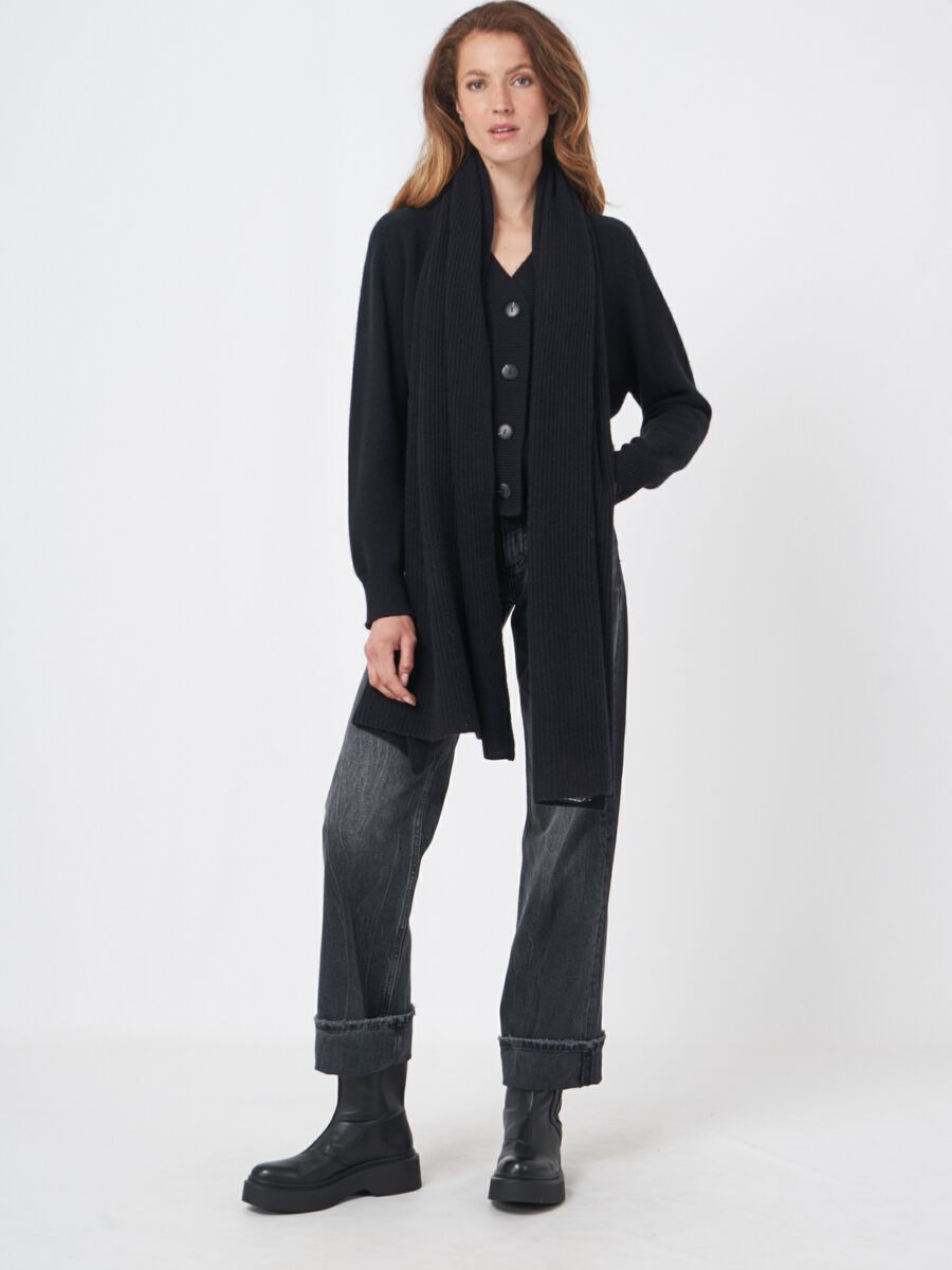 Repeat Cashmere Oversized Geribde Cashmere Sjaal
