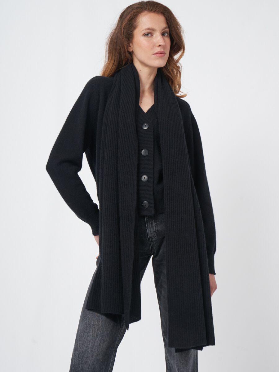 repeat cashmere Oversized geribde cashmere sjaal