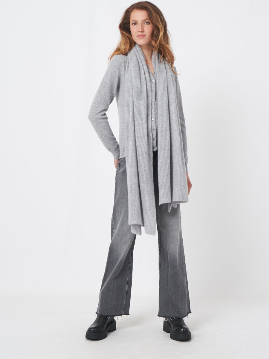 Repeat Cashmere Oversized Geribde Cashmere Sjaal