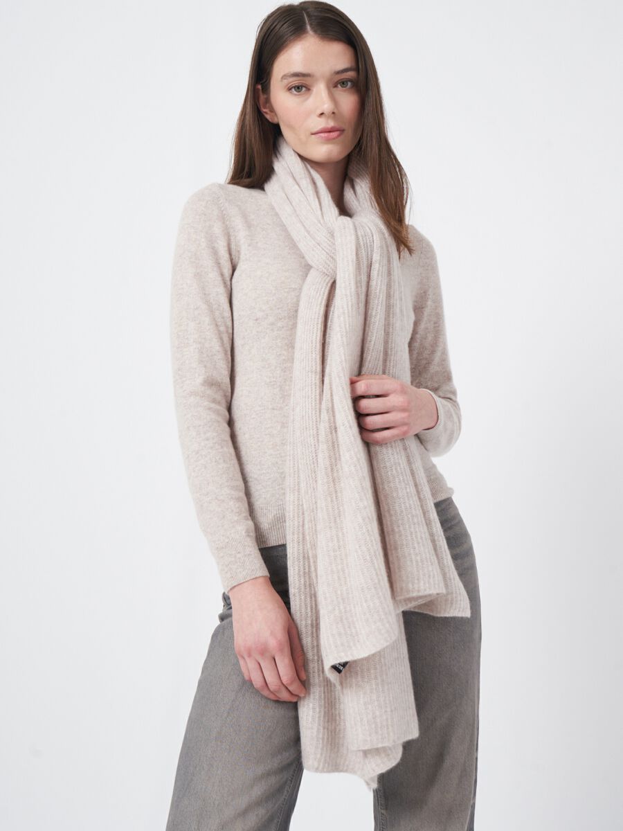 repeat cashmere Oversized geribde cashmere sjaal