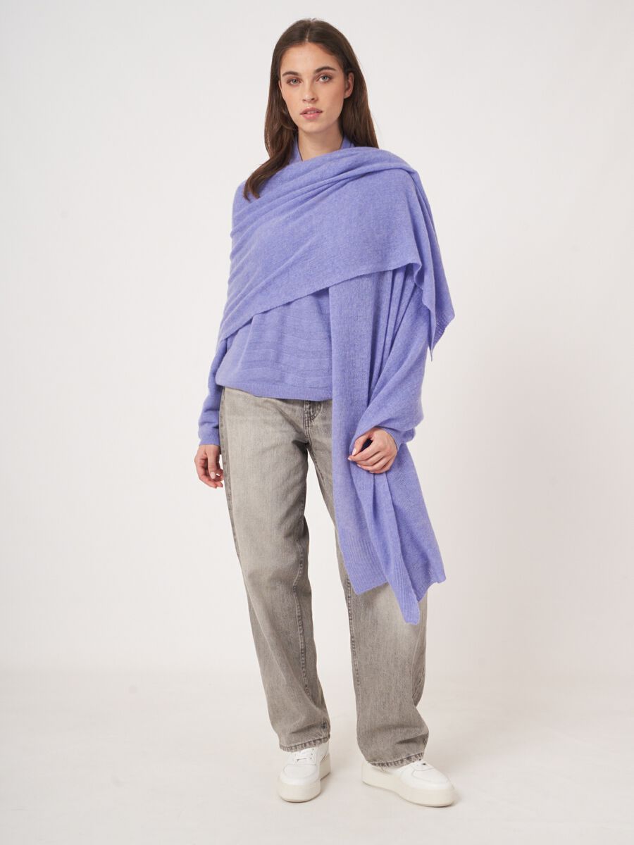 Repeat Cashmere Oversized Sjaal Met Ribdetails