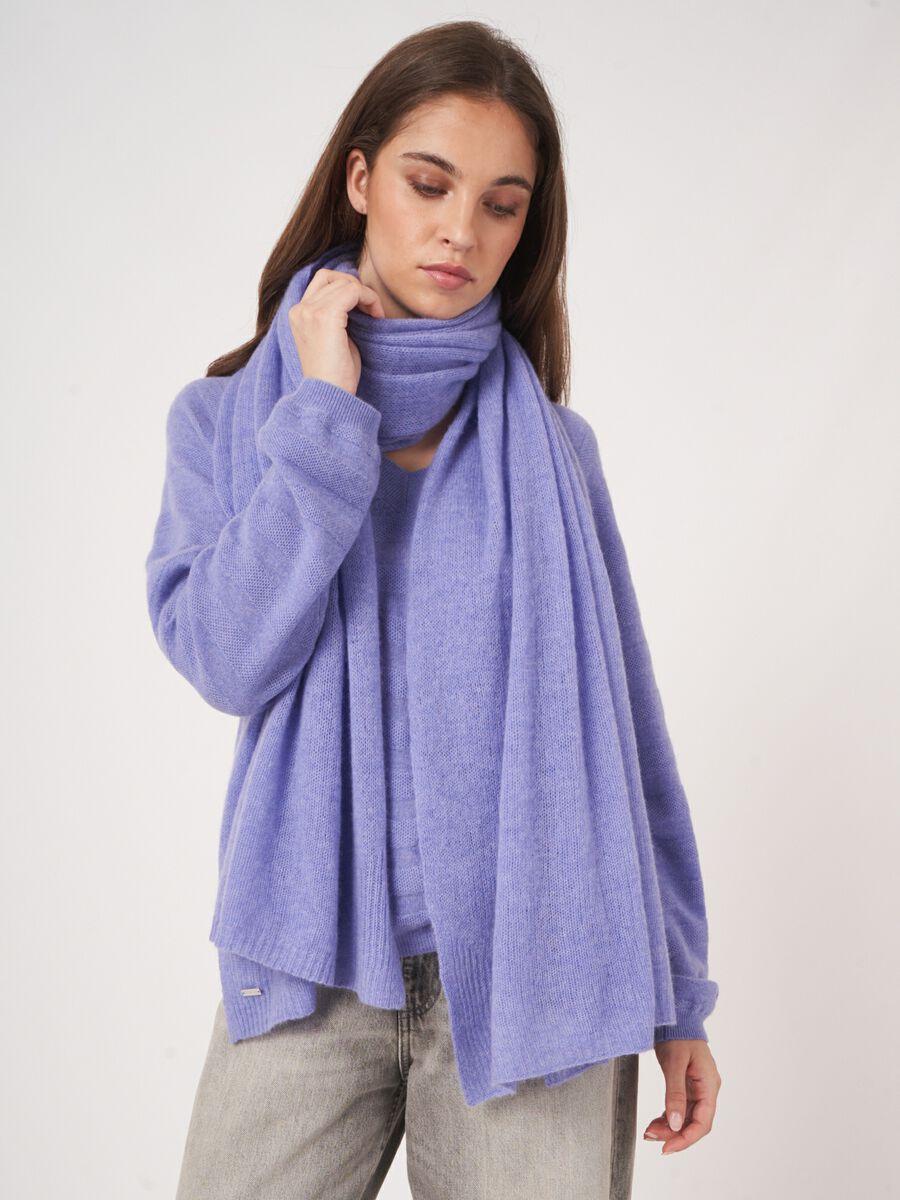 repeat cashmere Oversized sjaal met ribdetails