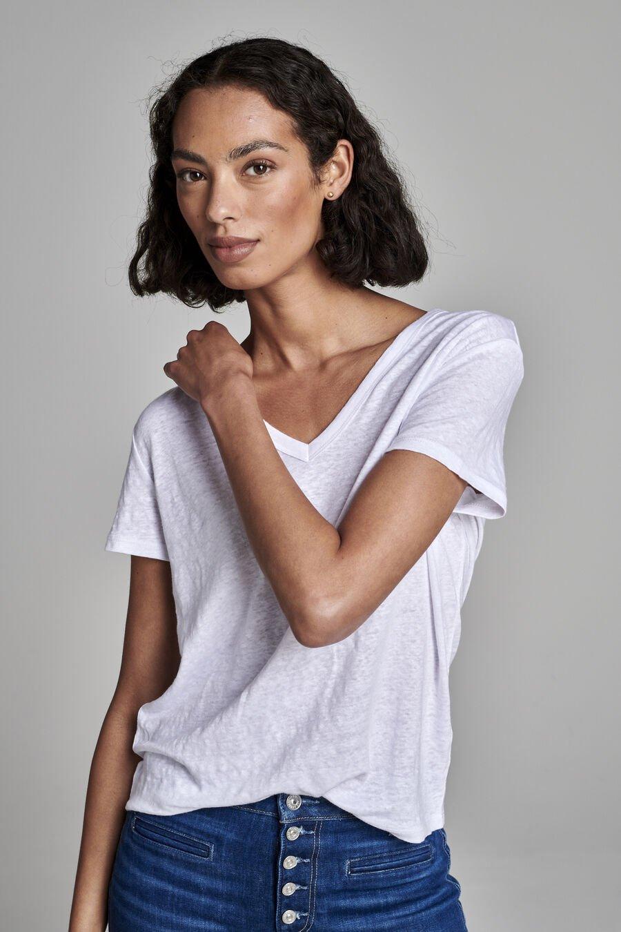 Repeat Cashmere Relaxed Fit Linnen V-hals T-shirt