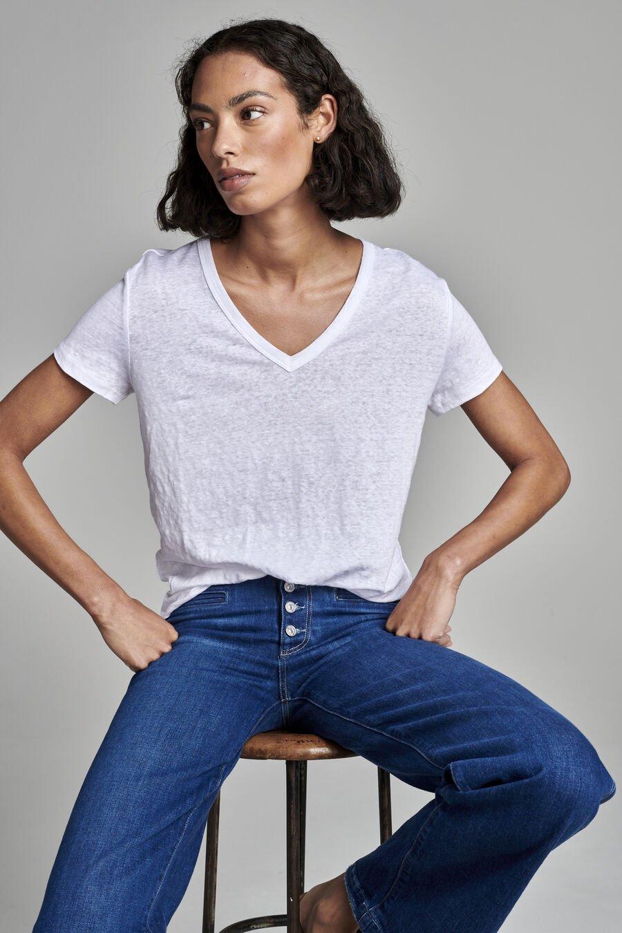 Repeat Cashmere Relaxed Fit Linnen V-hals T-shirt