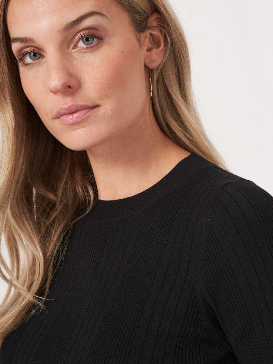 Repeat Cashmere Ribgebreide Top Met Korte Mouwen