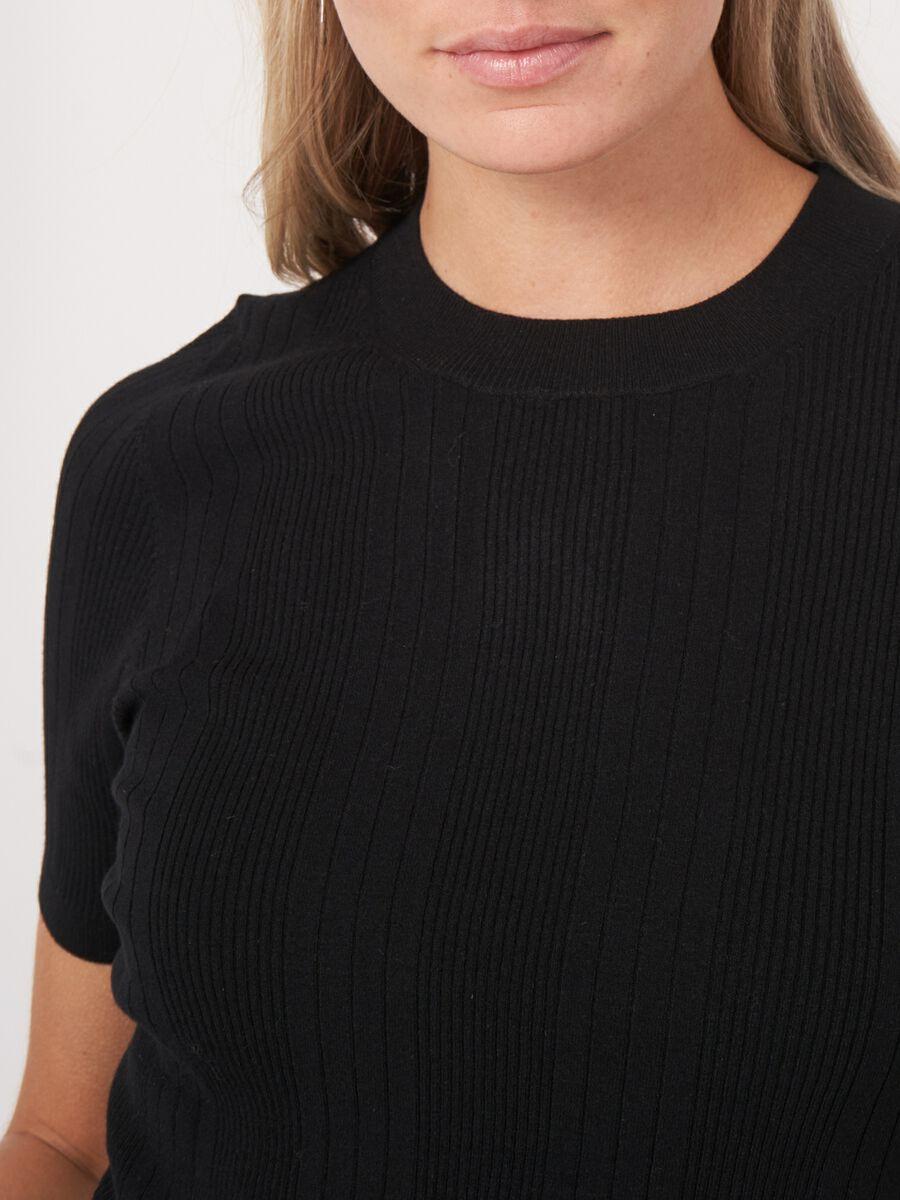 Repeat Cashmere Ribgebreide Top Met Korte Mouwen