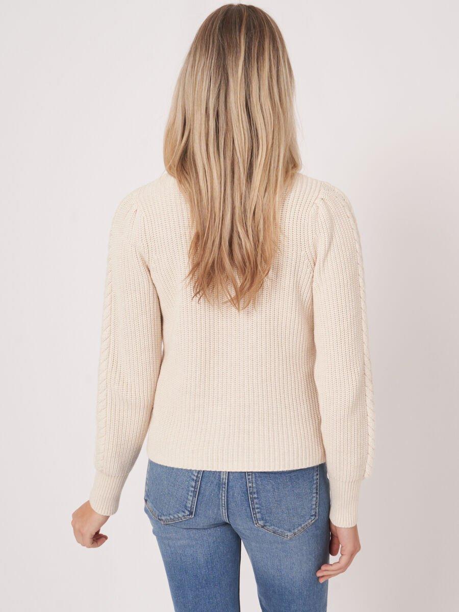 Repeat Cashmere Ribtrui Met Pofschouders
