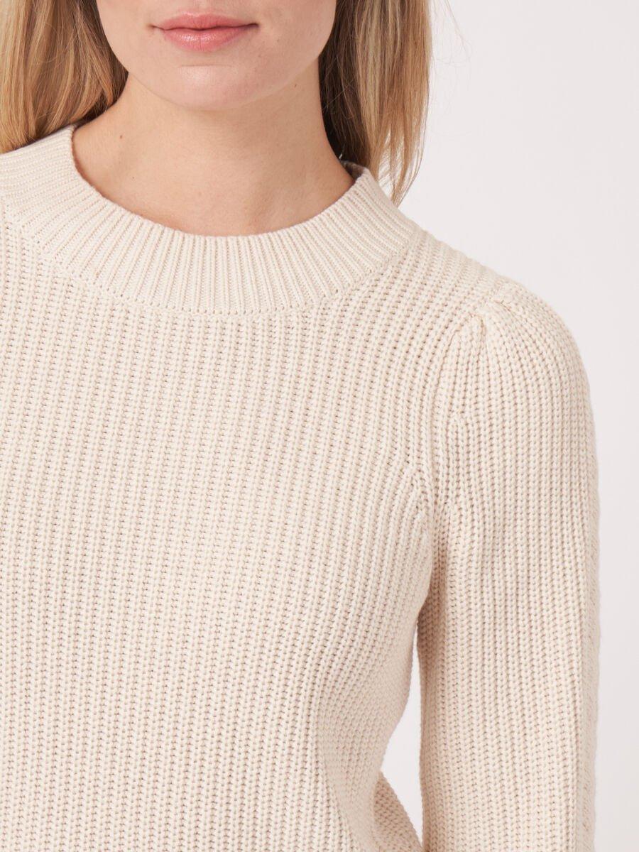Repeat Cashmere Ribtrui Met Pofschouders