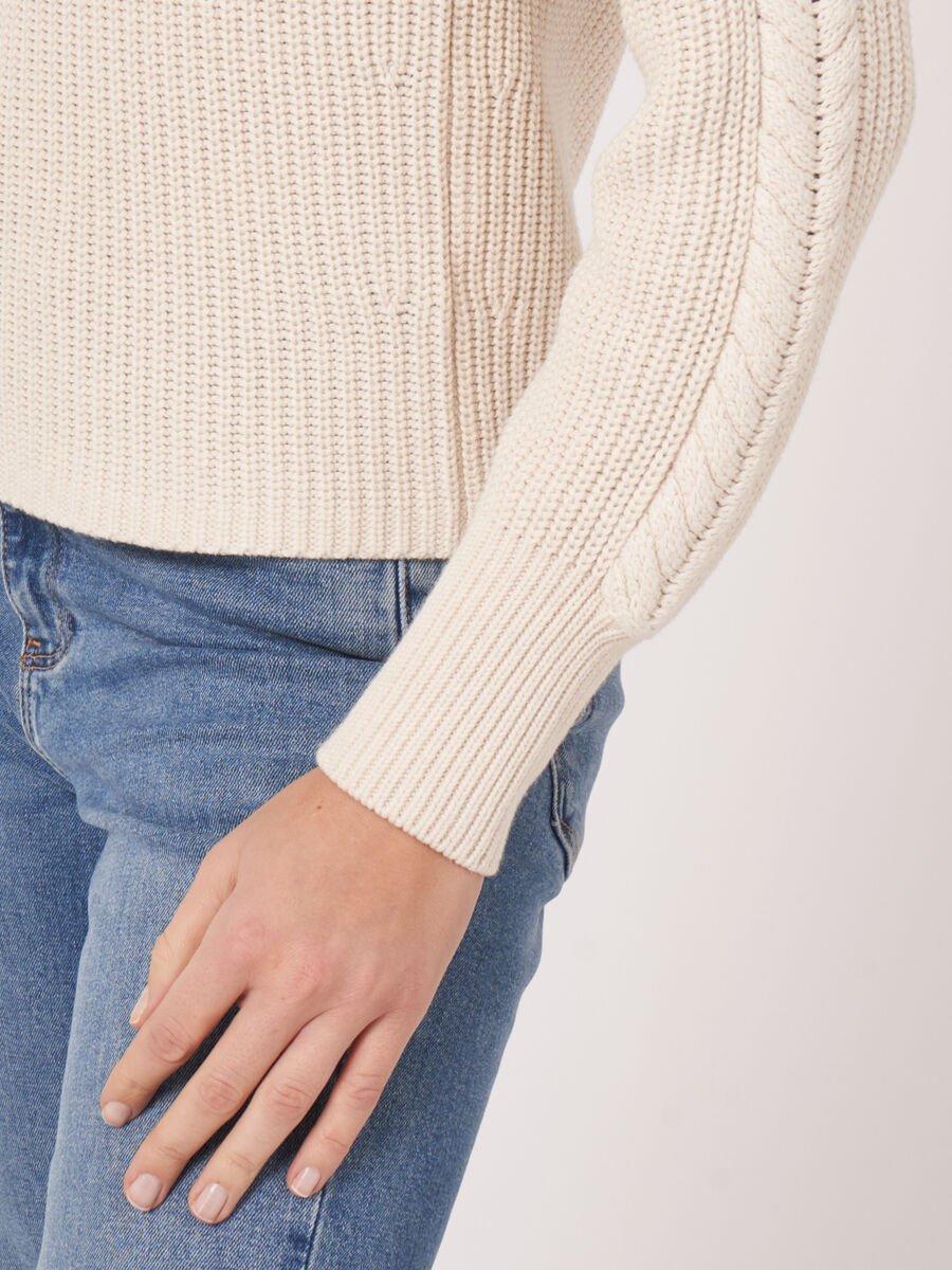 Repeat Cashmere Ribtrui Met Pofschouders