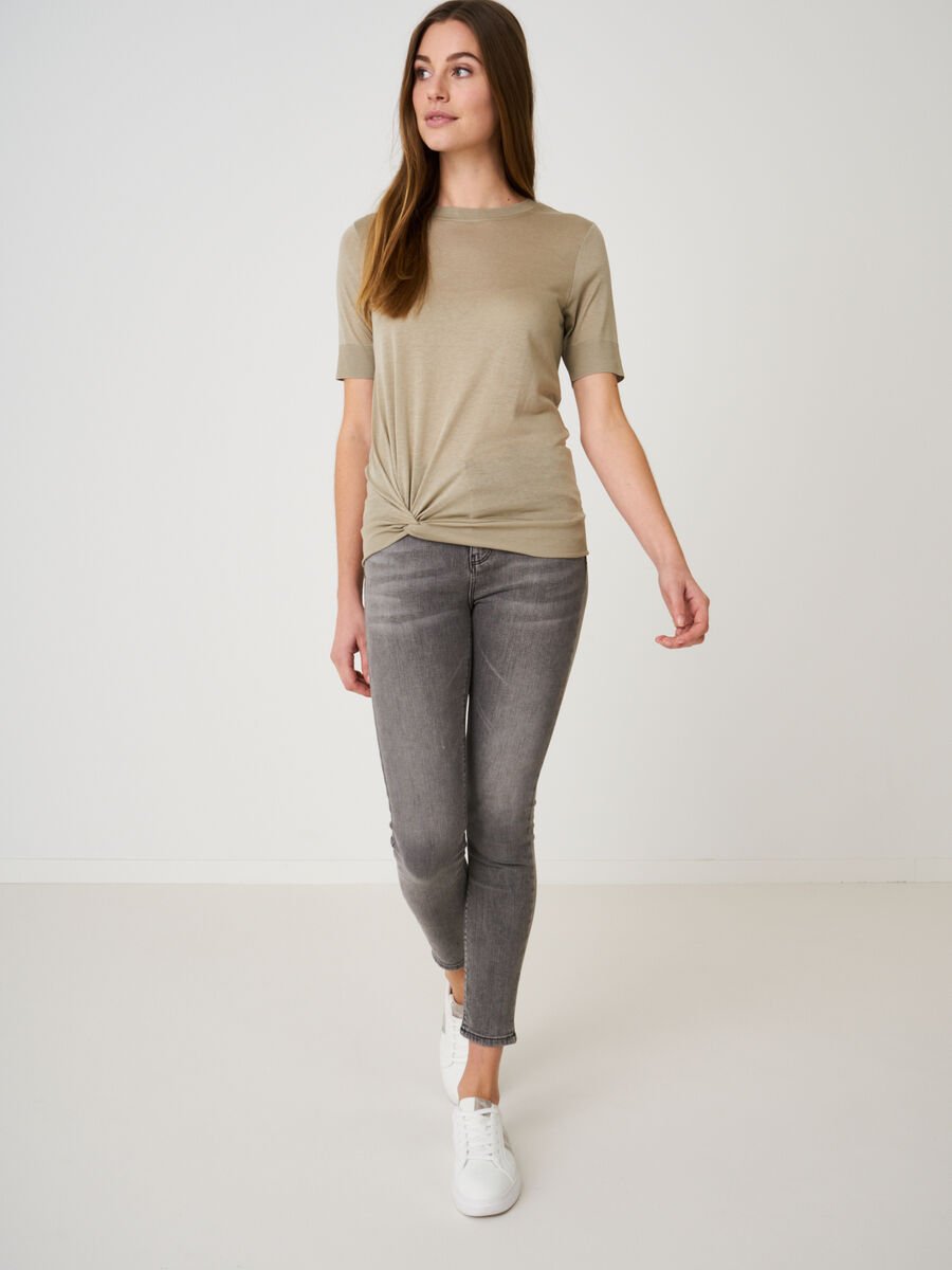 Repeat Cashmere T-shirt Met Geknoopte Zoom