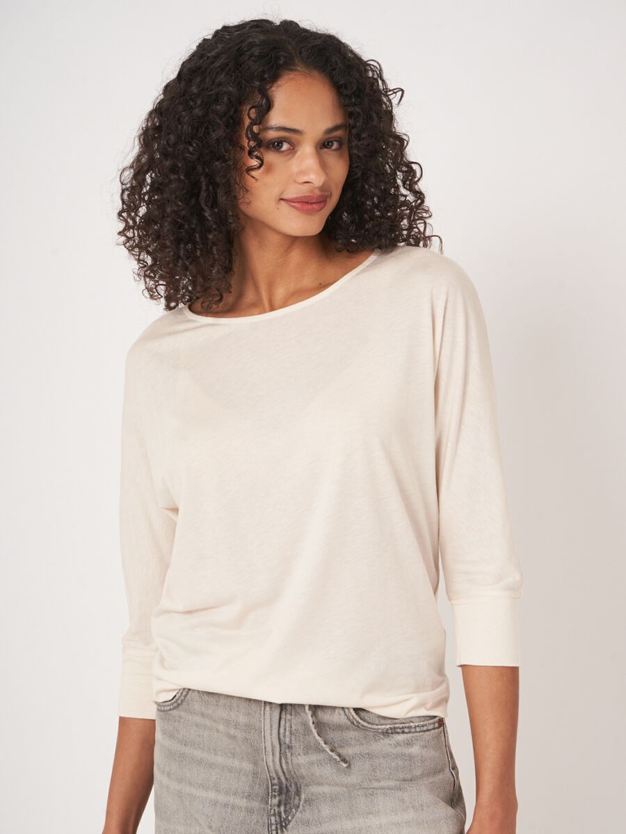 Repeat Cashmere Top Met 3/4 Vleermuismouwen