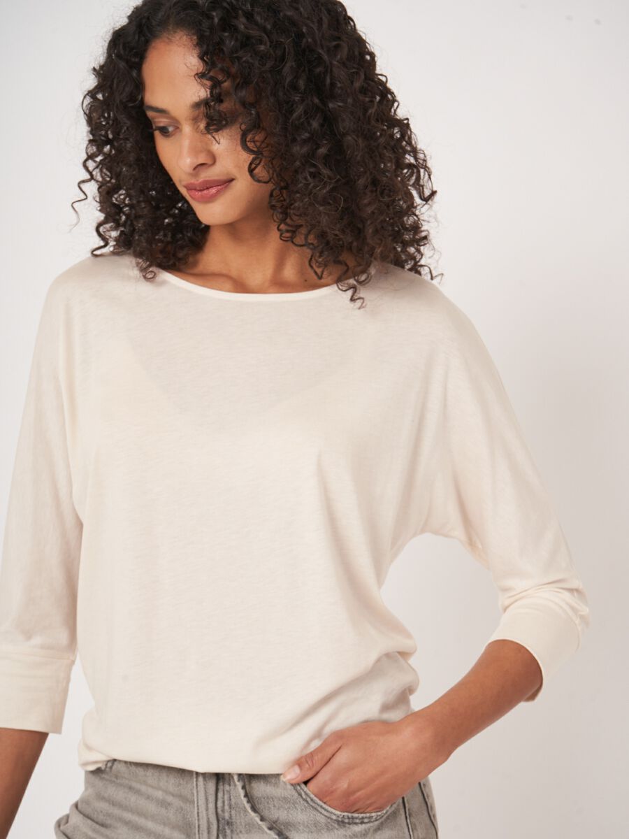 Repeat Cashmere Top Met 3/4 Vleermuismouwen