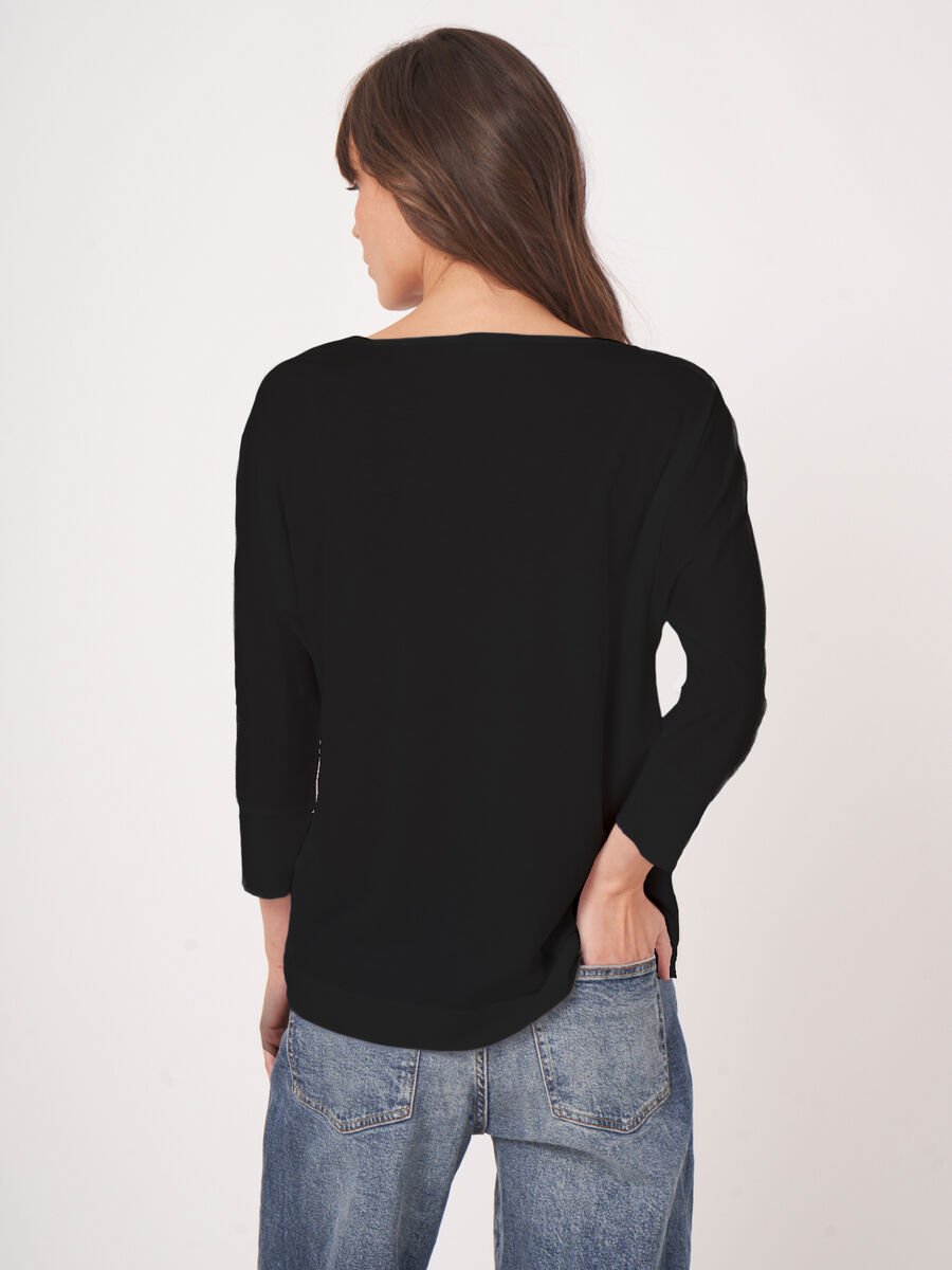 Repeat Cashmere Top Met 3/4 Vleermuismouwen