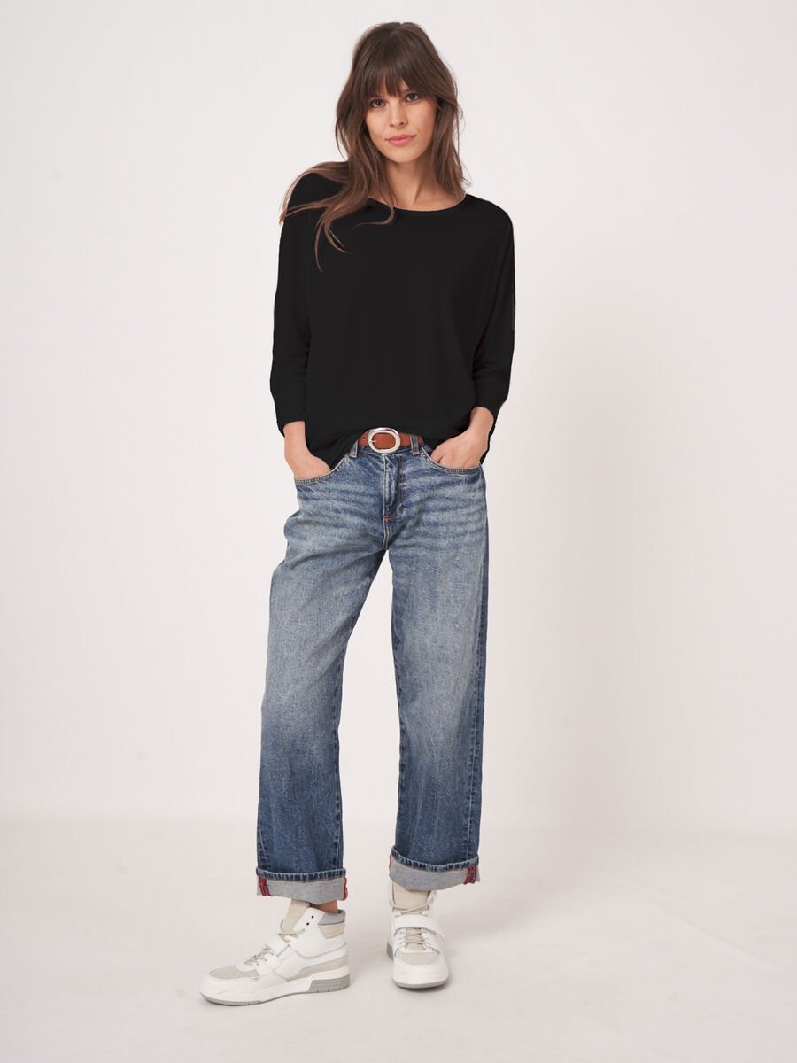 Repeat Cashmere Top Met 3/4 Vleermuismouwen