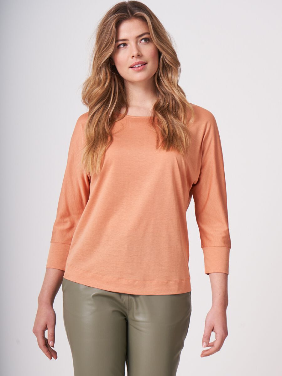 repeat cashmere Top met 3/4 Vleermuismouwen
