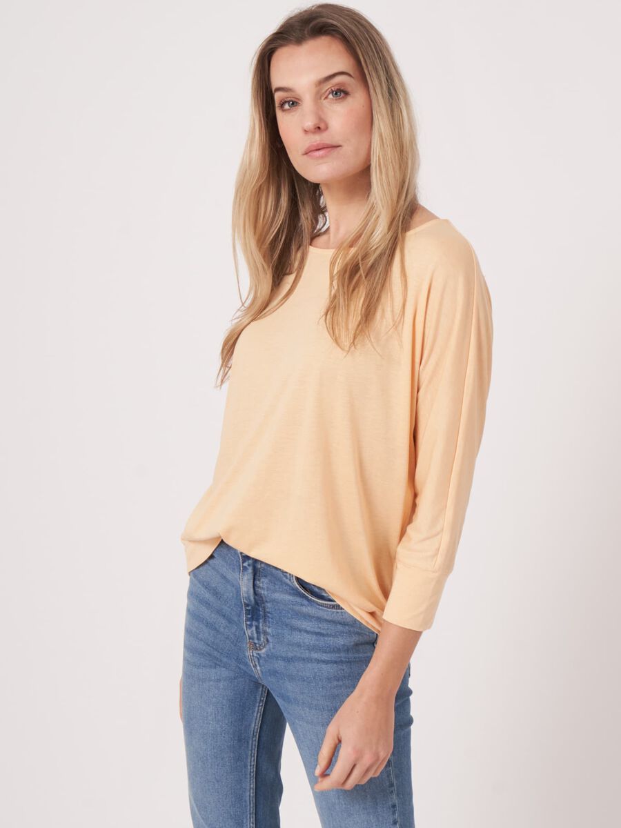 repeat cashmere Top met 3/4 Vleermuismouwen