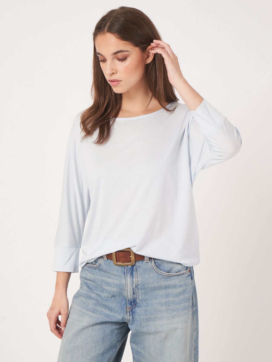 repeat cashmere Top met 3/4 Vleermuismouwen