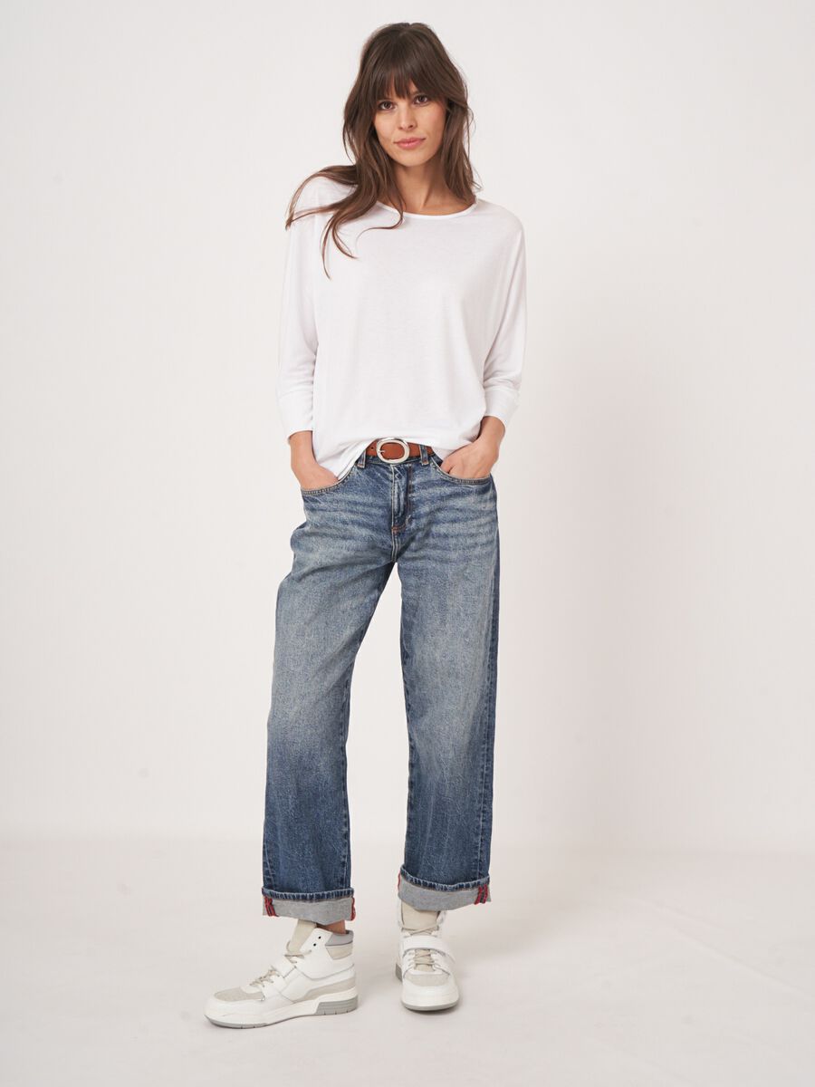 Repeat Cashmere Top Met 3/4 Vleermuismouwen