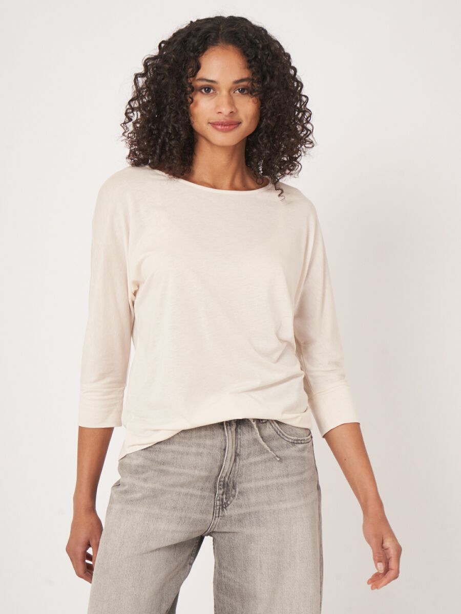 repeat cashmere Top met 3/4 Vleermuismouwen