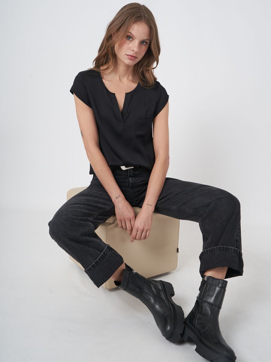 Repeat Cashmere Top Met Borstzakje