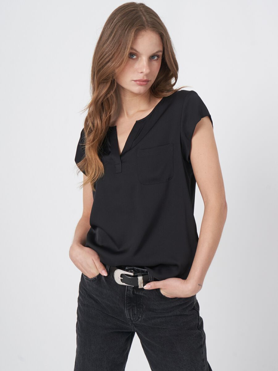 Repeat Cashmere Top Met Borstzakje
