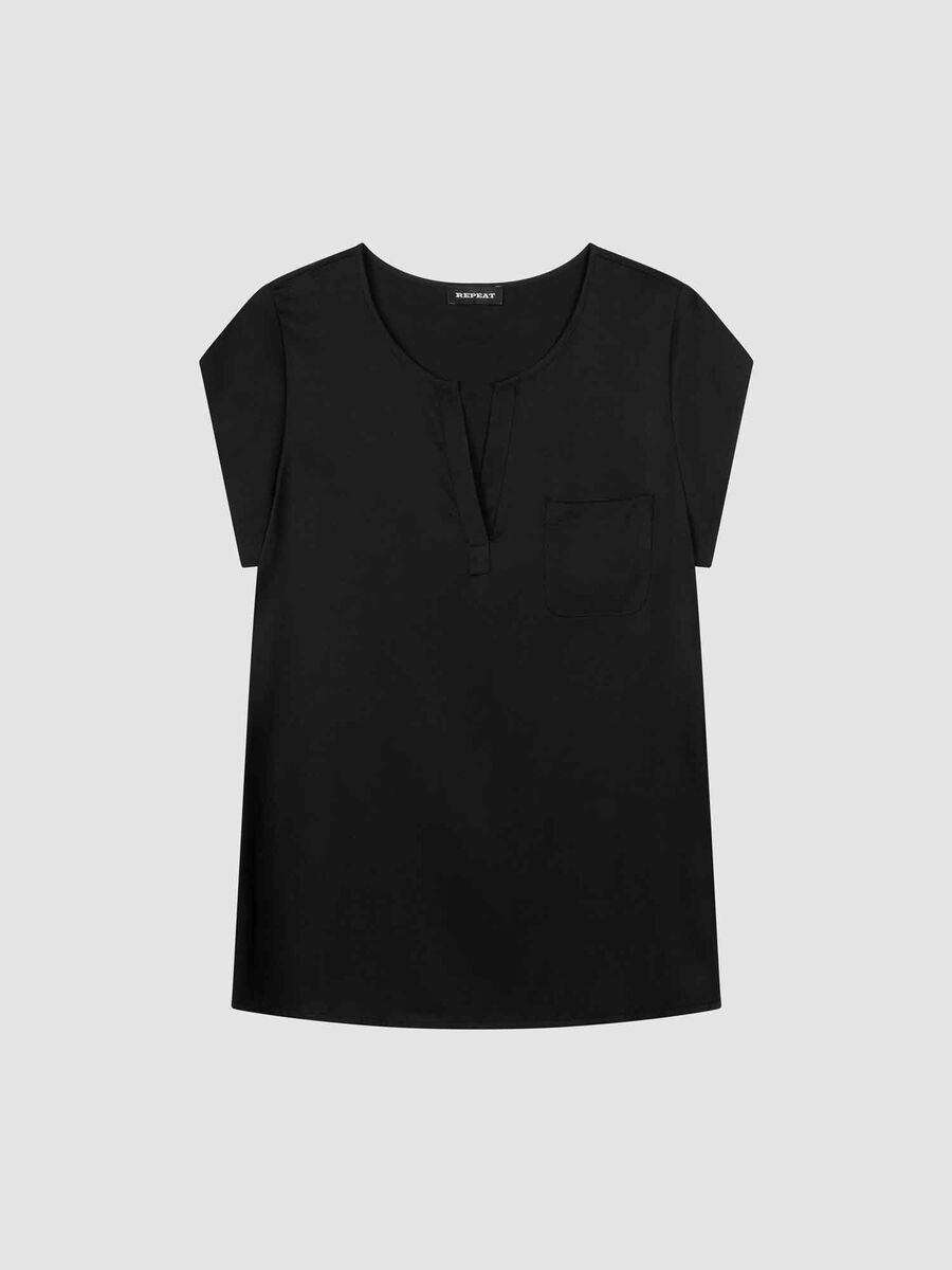 repeat cashmere Top met borstzakje