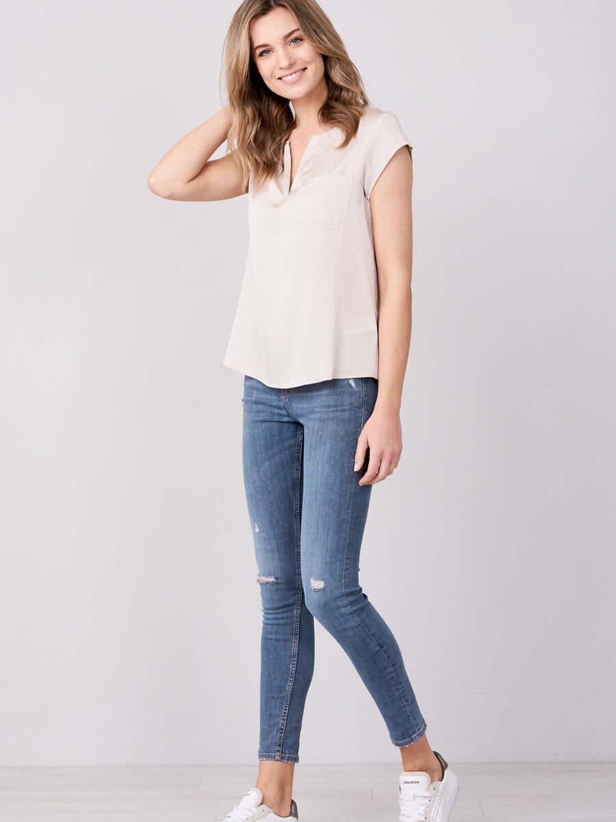 Repeat Cashmere Top Met Borstzakje