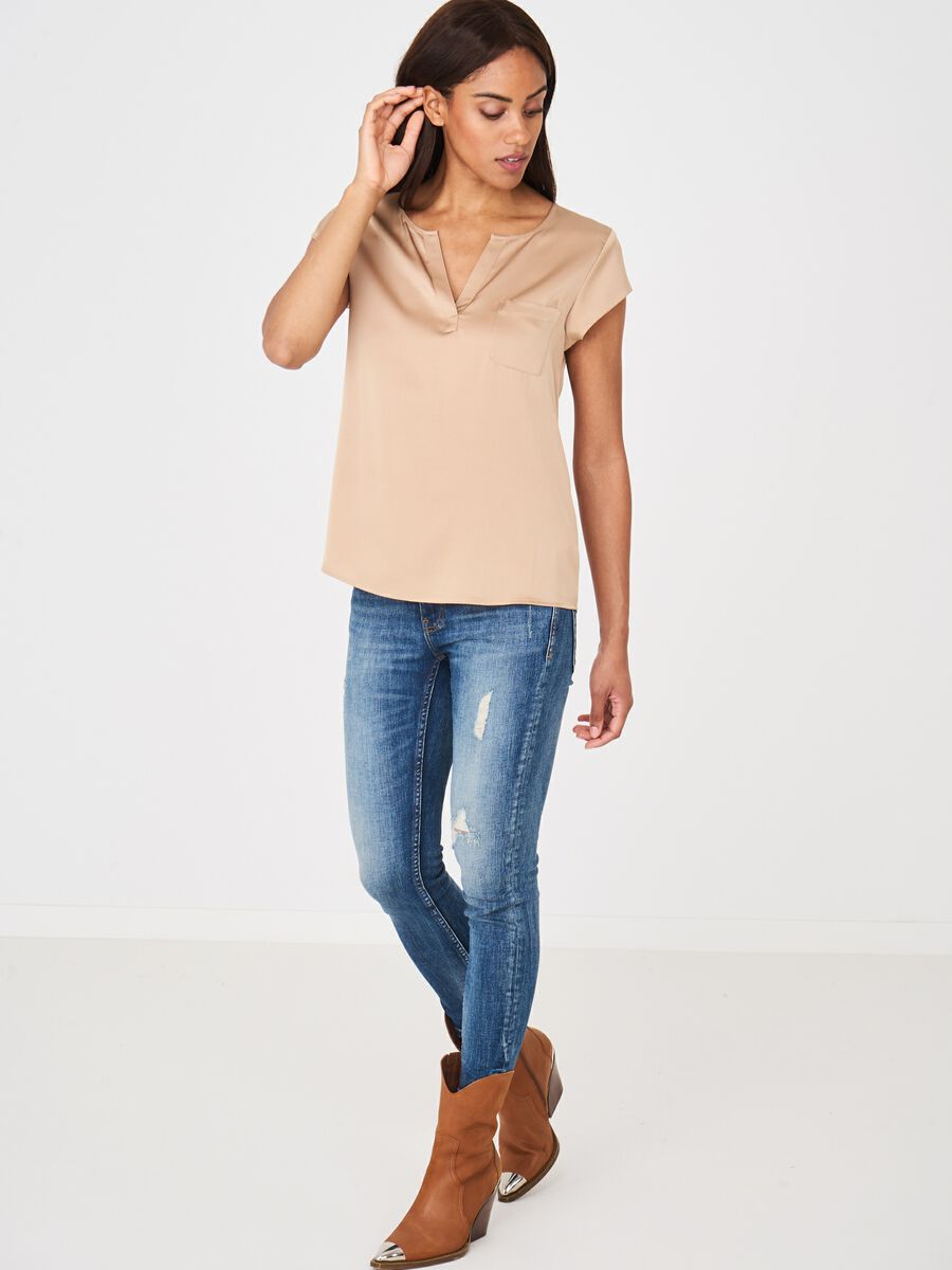 Repeat Cashmere Top Met Borstzakje