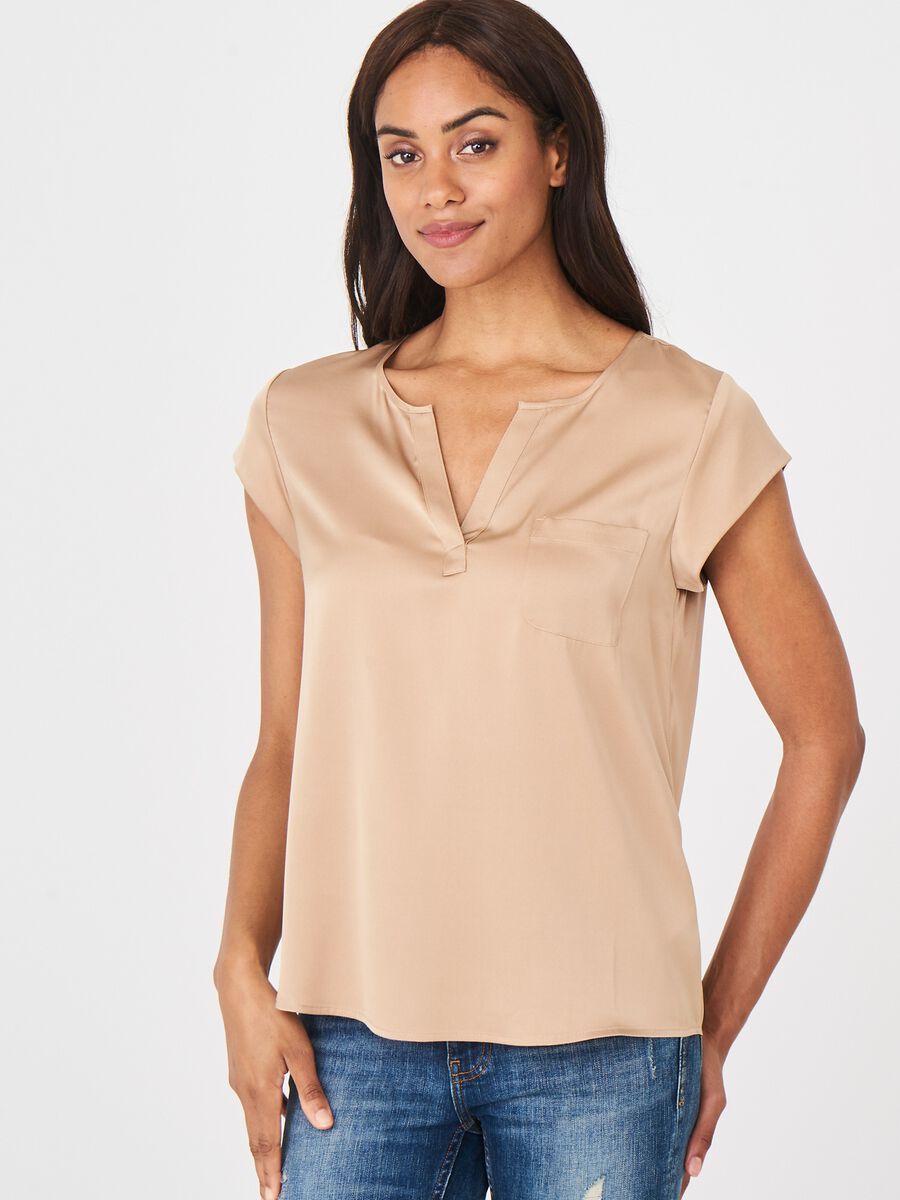 repeat cashmere Top met borstzakje