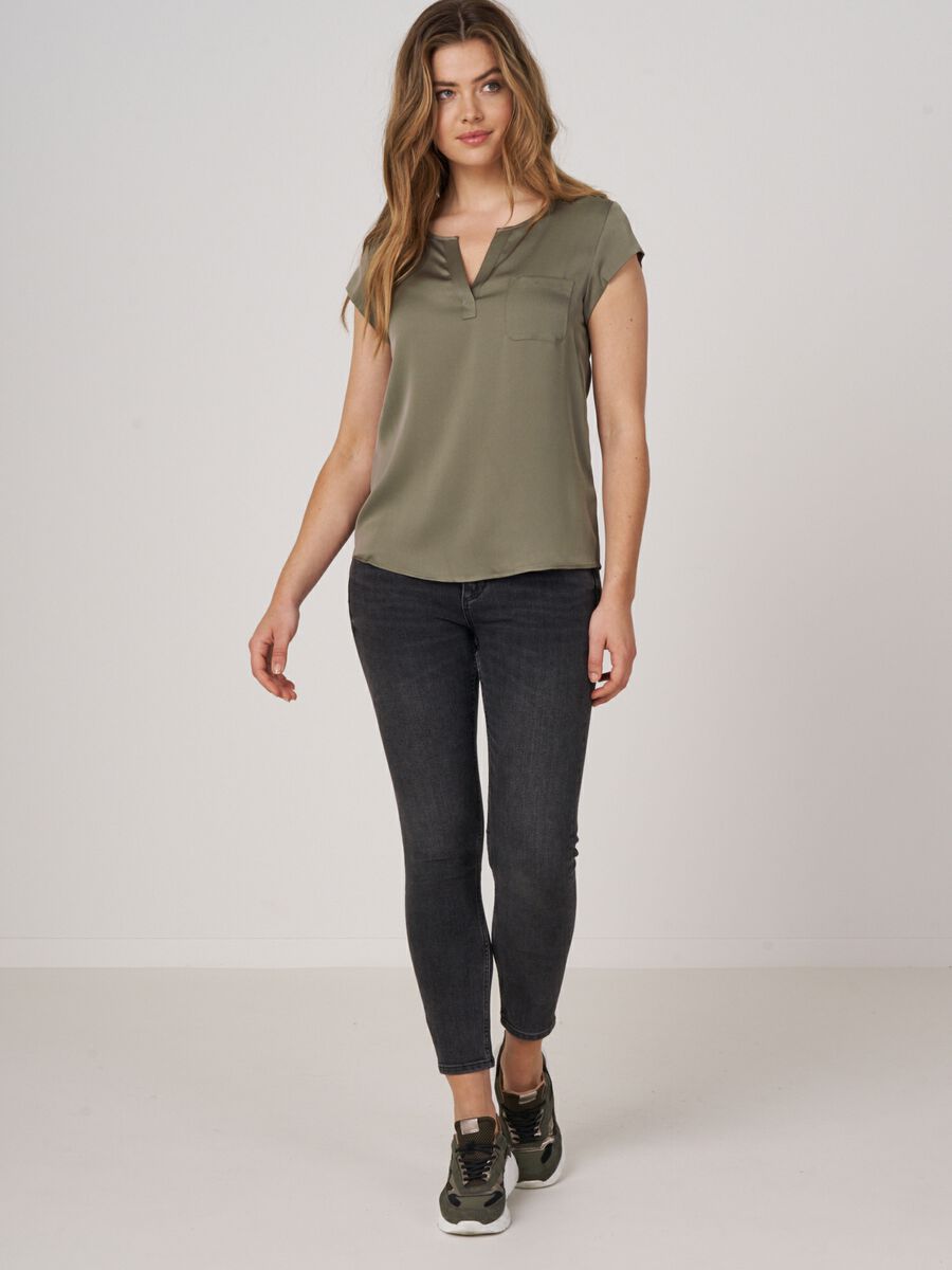 Repeat Cashmere Top Met Borstzakje