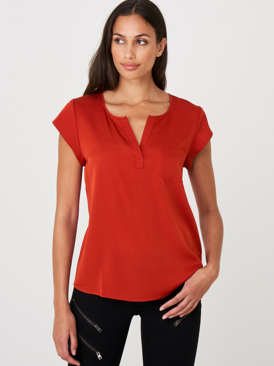 repeat cashmere Top met borstzakje