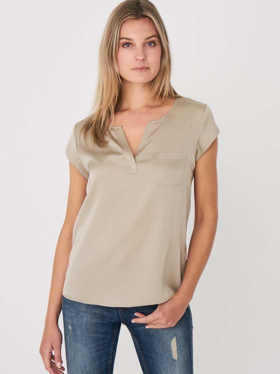 repeat cashmere Top met borstzakje