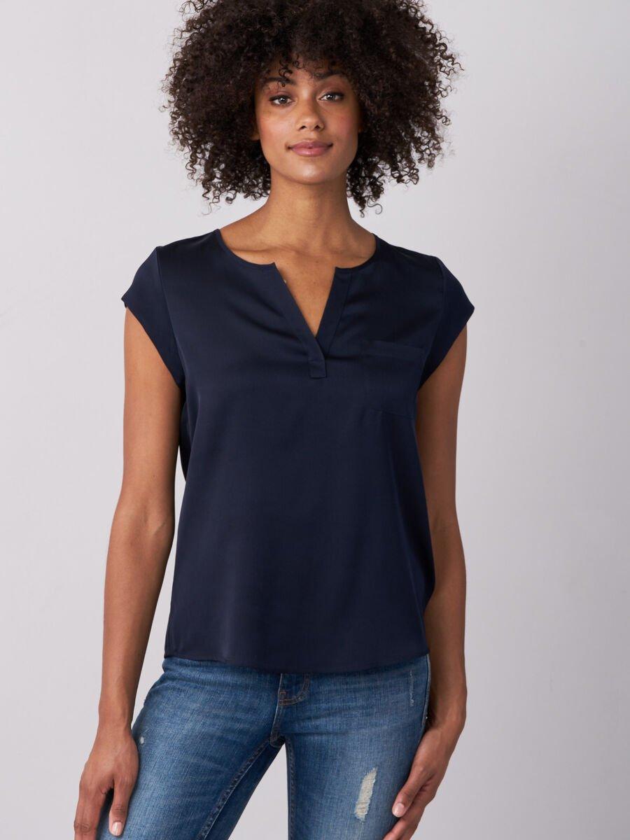 repeat cashmere Top met borstzakje