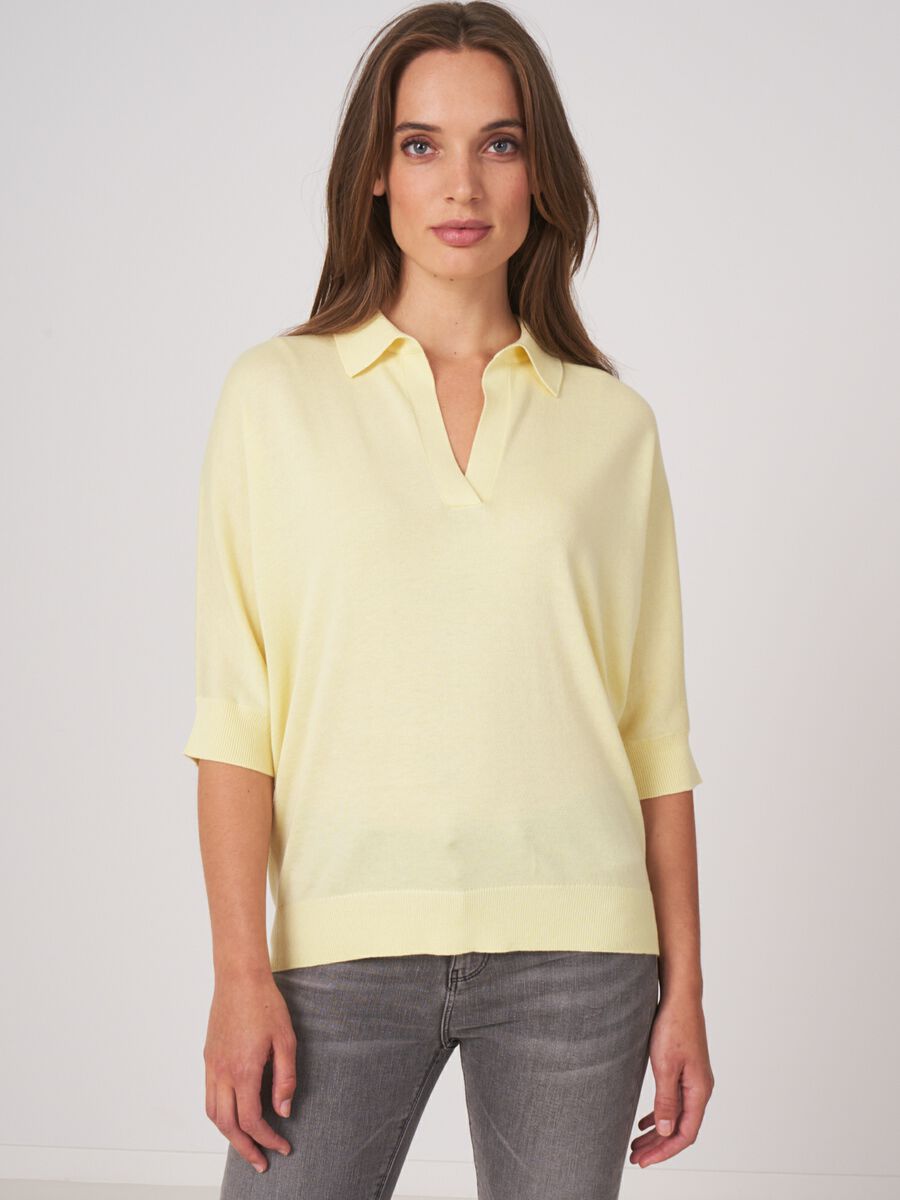 Repeat Cashmere Trui In Katoen-mix Met Polokraag