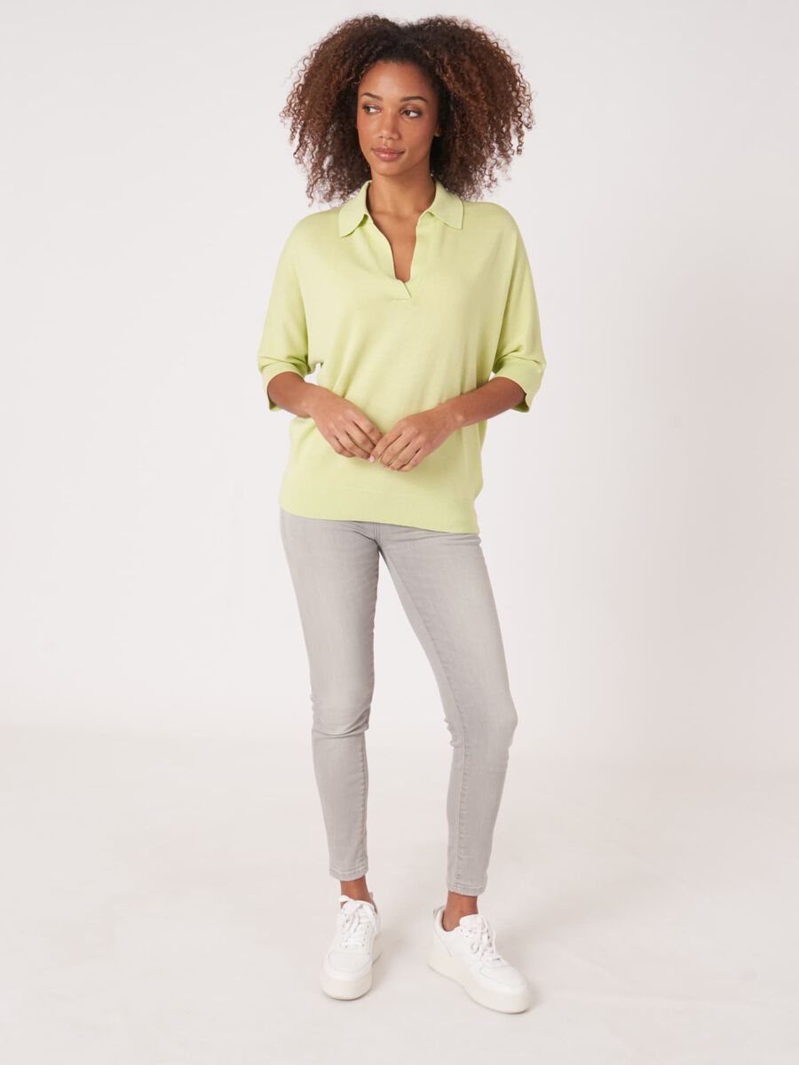 Repeat Cashmere Trui In Katoen-mix Met Polokraag