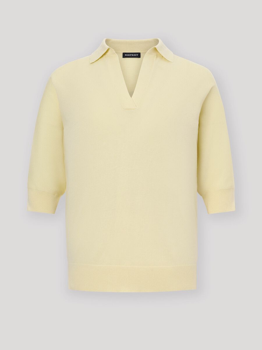 repeat cashmere Trui in katoen-mix met polokraag