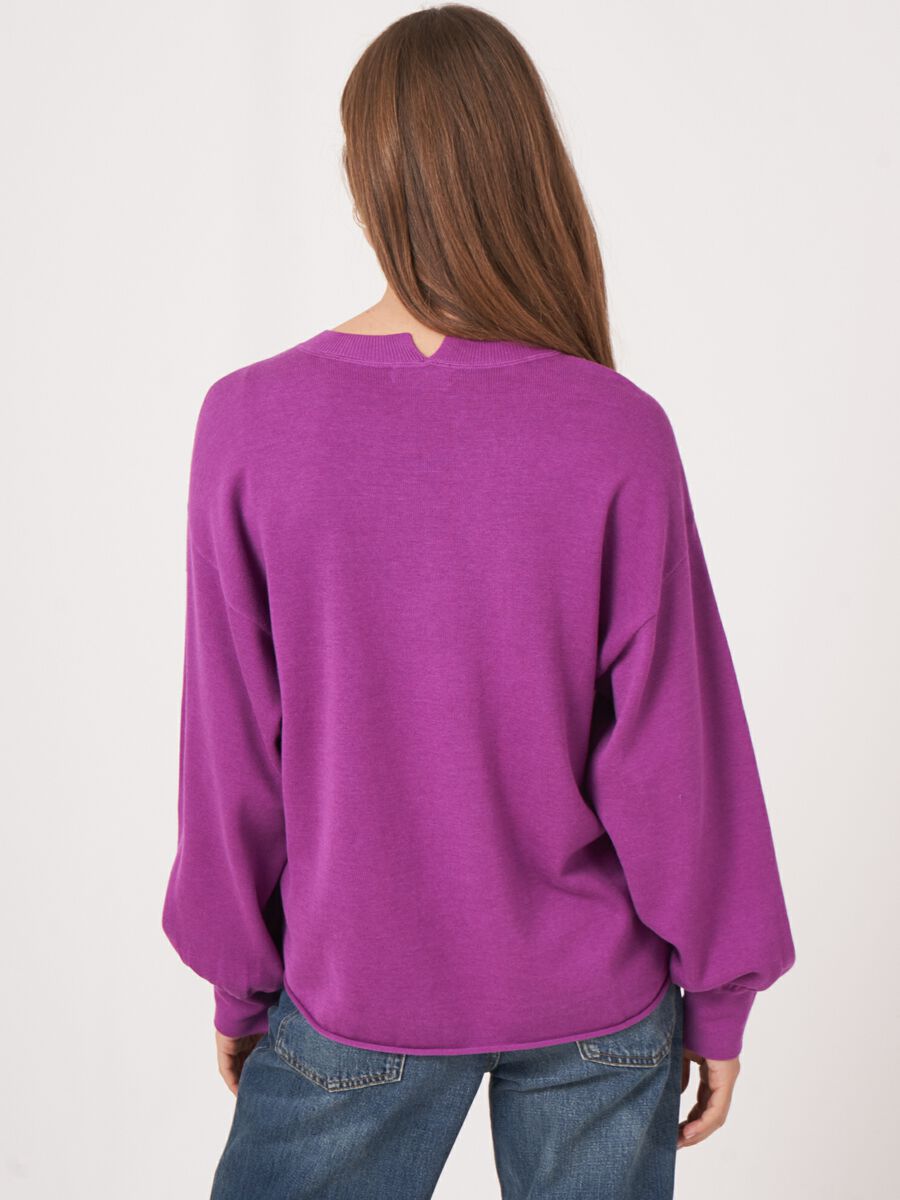 Repeat Cashmere Trui Met Splitjes Van Katoenmix