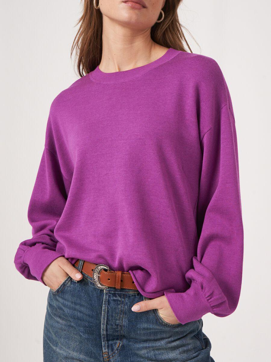 Repeat Cashmere Trui Met Splitjes Van Katoenmix