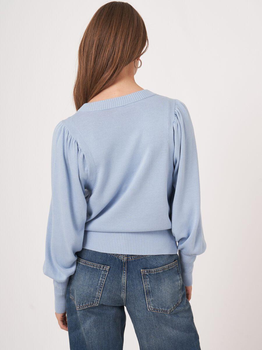 Repeat Cashmere Trui Van Katoenmix Met Pofmouwen