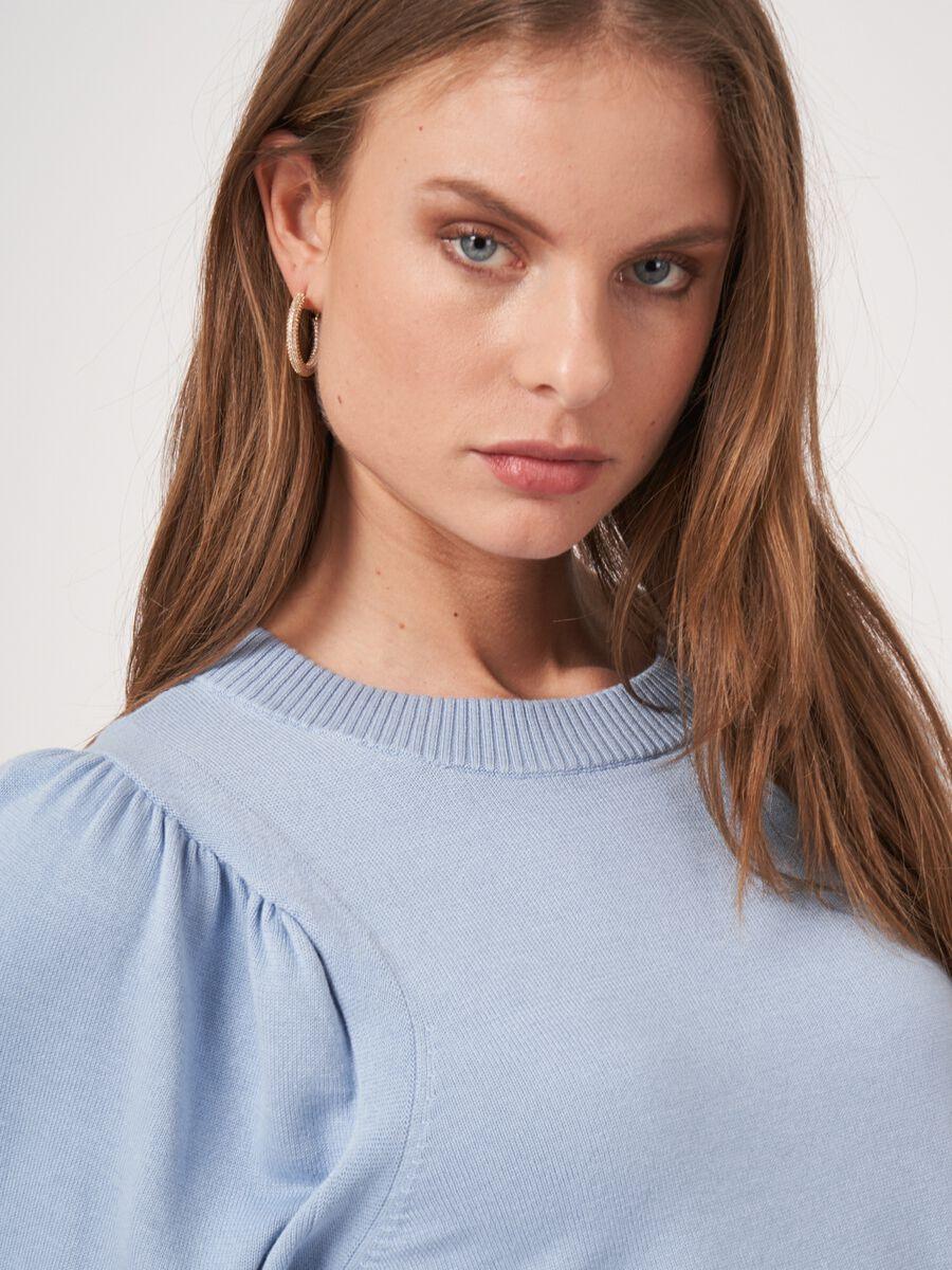 Repeat Cashmere Trui Van Katoenmix Met Pofmouwen