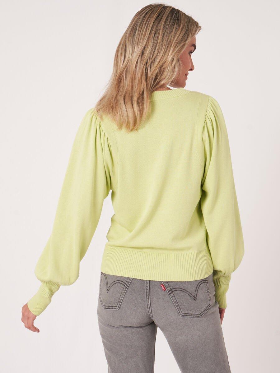 Repeat Cashmere Trui Van Katoenmix Met Pofmouwen