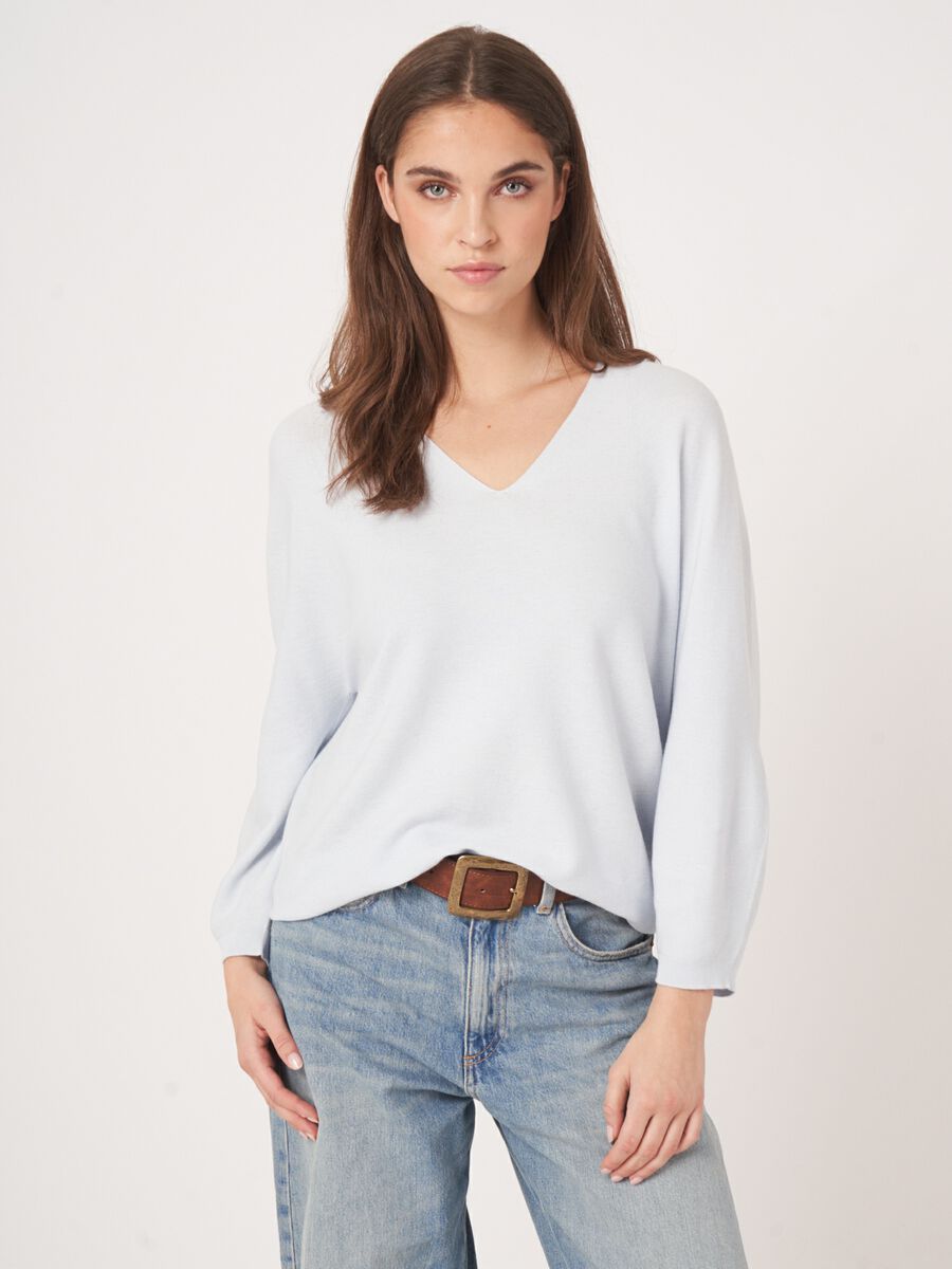 Repeat Cashmere V-hals Trui Van Cashmere En Katoen