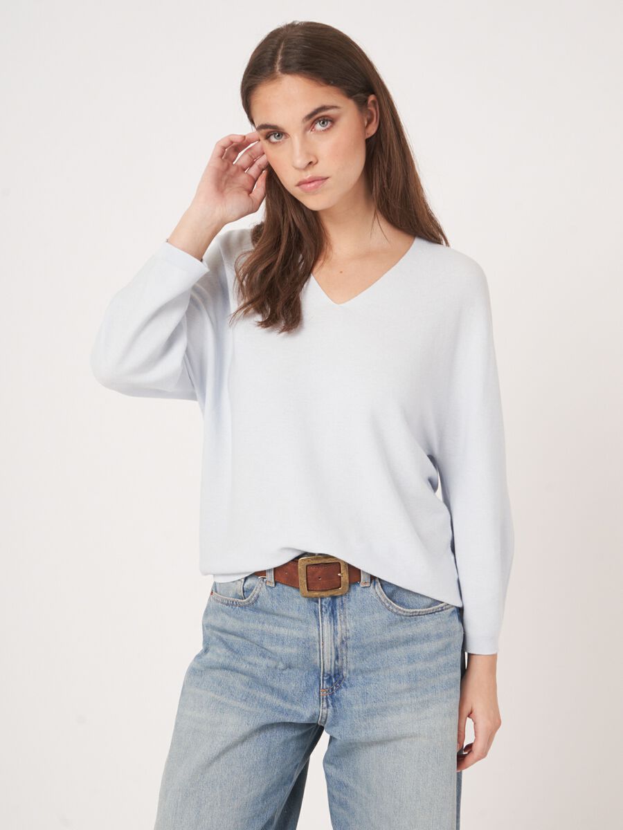 repeat cashmere V-hals trui van cashmere en katoen